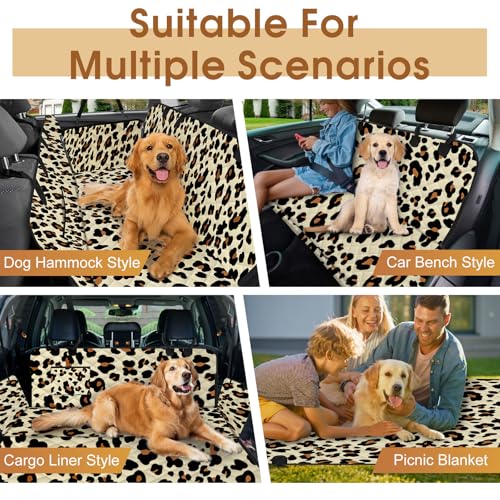 Waterproof Dog Car Seat Cover for Back Seat (Leopard,Black / Small,Standard)