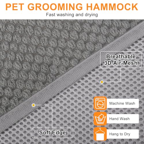 Dog Grooming Hammock for Small Dogs (S (Leg Spacing: 7-10.2" / Max W: 30lbs) / Gray Pineapple)