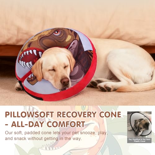 Dog Cone Collar Alternative After Surgery (Dinosaur / XL(Neck:18"-21"))