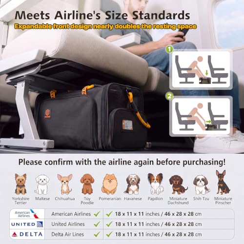 Expandable Pet Carrier for Small Cats & Dogs (18.0"L x 11.0"W x 11.0"H / Black Warrior)