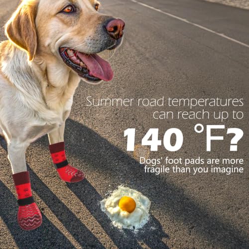 Anti Slip Dog Socks to Prevent Licking Paws for Hot Pavement (Red / X-Large)