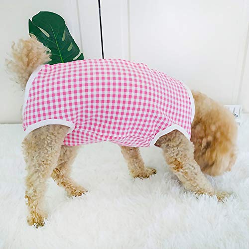 Dog’s Recovery Suit Post Surgery Shirt for Puppy (X-Large / pink white plaid)