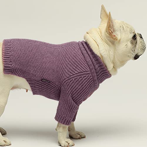 Thermal Knitted Dog Sweater Doggy Winter Coat Pet Clothes Doggie Turtleneck Jacket Puppy Outfits Cat Sweatsuit Lavender Purple XX (XX-Large / Purple)