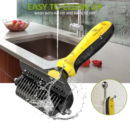 2 in 1 Professional Grooming Rake for Cats & Dogs (Lemon Yellow)
