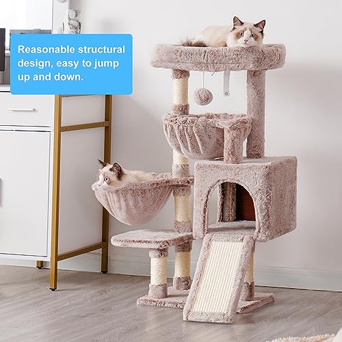 Cat Tree Tower with Large Bed (35.4 inch / Muchroom)