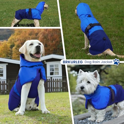 Dog Raincoat Waterproof Rain Jacket with Hood (XXXL(Back Length26.7") / Blue)