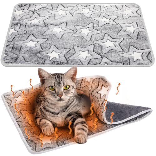 2 Pcs Large Self Warming Cat Pad Self Heating Cat Mat Bed Dog Crate Pet Blankets Thermal Heated Bed Mat for Outdoor Indoor Newborn Kittens Puppies Dog (24 x 18)