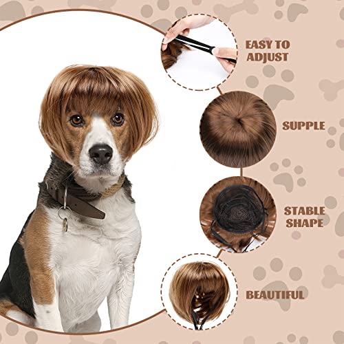 Dog Costume Cat Apparel Dog Toys Curly Braids Headgear Wigs Styling Cute Funny Pet Hair Accessories Decoration for Halloween (flax)
