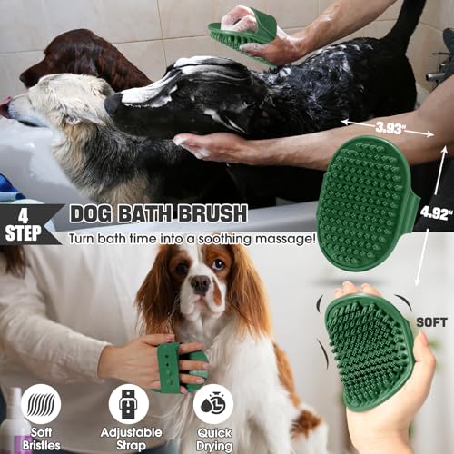 Dog Slicker Brush for Dogs Grooming Kit 5PCS Long Haired Doodles (Green)