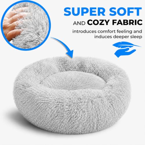 Cat Beds for Indoor Cats & Small Dog (Light Grey-C / 23.00" x 23.00" x 7.00")