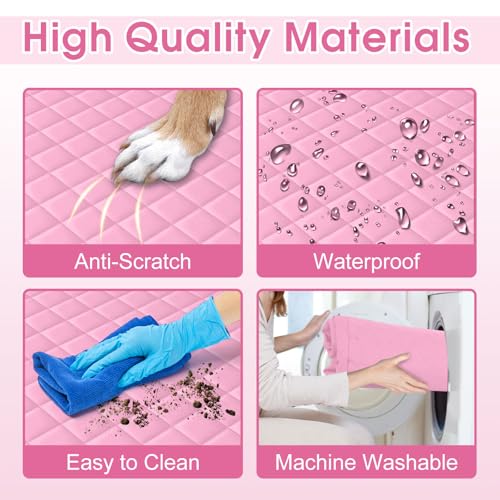 Waterproof Dog Car Seat Cover for Back Seat (Pink,Grey / Large,Standard)