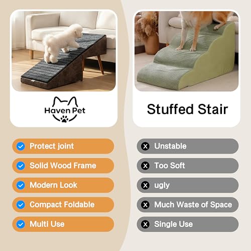 17" 2-in-1 Dog Ottoman Ramp for Couch & Small Dogs (Brown H 17")