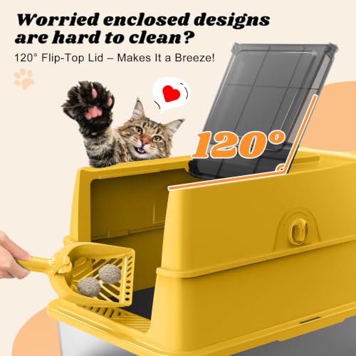 Stainless Steel Litter Box (Mustard Yellow / X-Large)