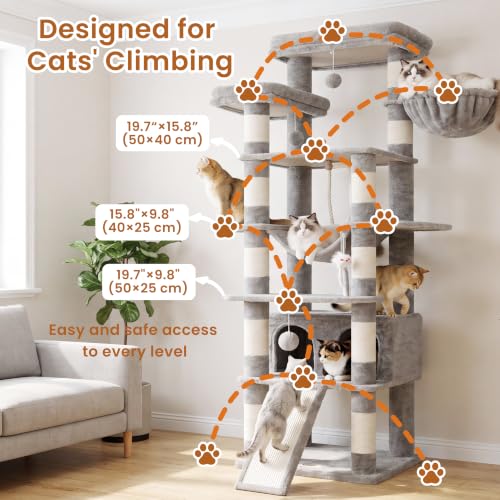 Tall Cat Tree 78 (Light Gray / 70 inch)