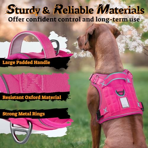 Tactical Dog Harness Medium Sized (M(chest:20.1"-33.9",neck:17.7"-22.3",back:7.5") / Rose Red)
