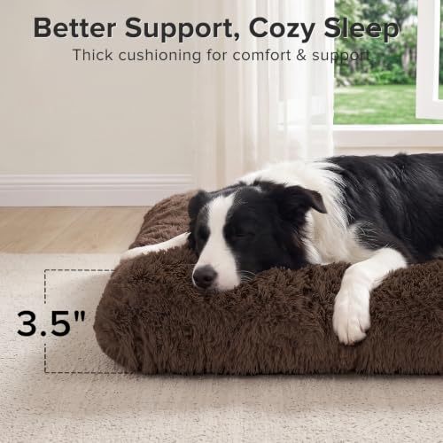Large Dog Bed Crate Pad (35.0"L x 23.0"W x 3.5"Th / Brown)