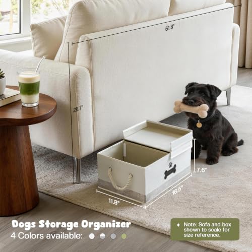 Dog Toy Basket with Double (Beige & Gray / Large)
