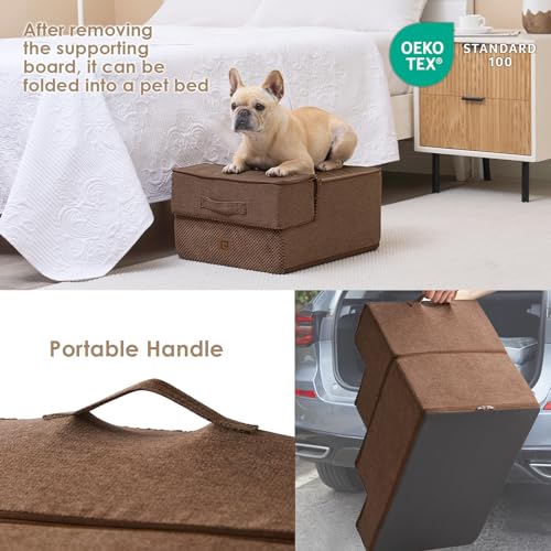 Dog Stairs for Small Dogs 13.5" H (Brown / Standard 15" x 18" x 13.5")