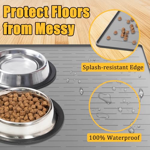 Large Dog Mat for Food and Water (Brown / 31.8"L x 23.8"W)
