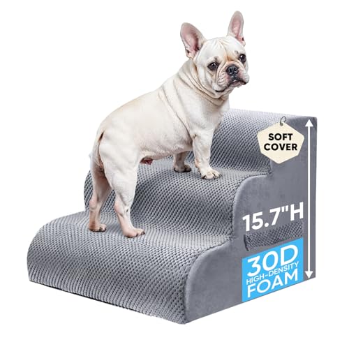 3 Step Pet Stairs for High Beds & Sofas (LightGrey / 3-step 15.7"H)