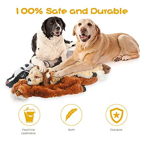 Dog Squeaky Chew Toys No Stuffing Soft Plush for Small Medium Large Breed (5 Pack)