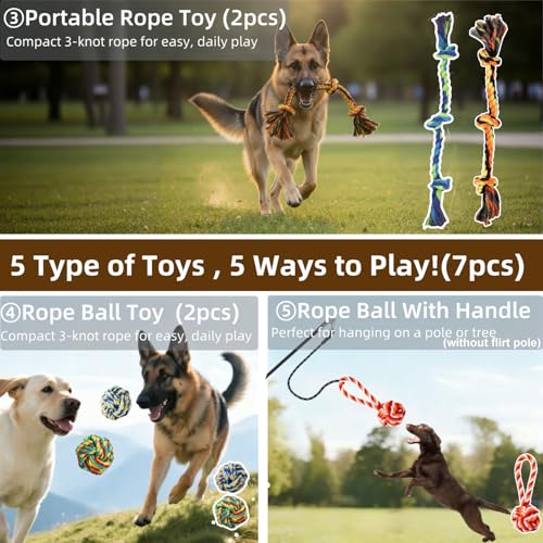 Large Dog Rope Toy for Aggressive Chewers (7 Pack-M-L)