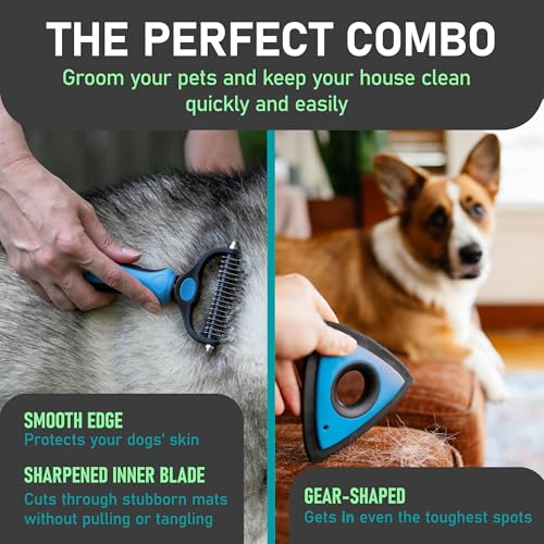 Pet Grooming Rake and Mini Pet Hair Remover Tool (D - Rake & Remover / Large)