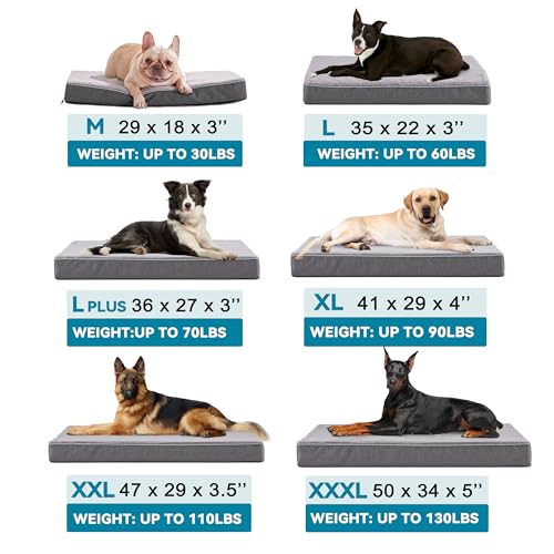 Cooling Dog Beds for Large Dogs (Purple Grey / L-Plus-36"x 27" x 3")