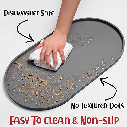 Dog Food Mat Waterproof Dog Bowl Mat (19x11 Inch (Pack of 1) / Gray)
