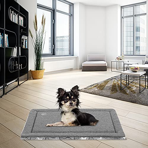 Dog Crate Pad for 24"x18" Dog Crate (Grey with Star Pattern / S (24"x16.1"x1.1"）)
