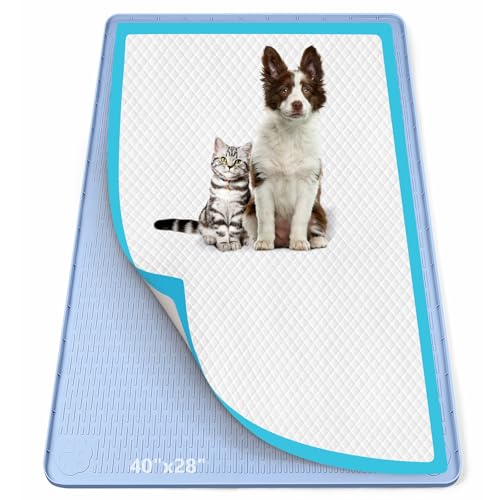 Pee Pad Holder for Dogs 40''x28'' Silicone Puppy Pee Pad Tray (Blue)