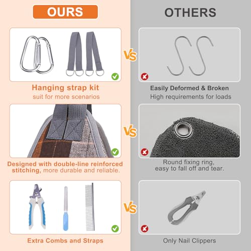 Dog Grooming Hammock for Small Dogs (S (Leg Spacing: 7-10.2" / Max W: 30lbs) / Buffalo Orange)