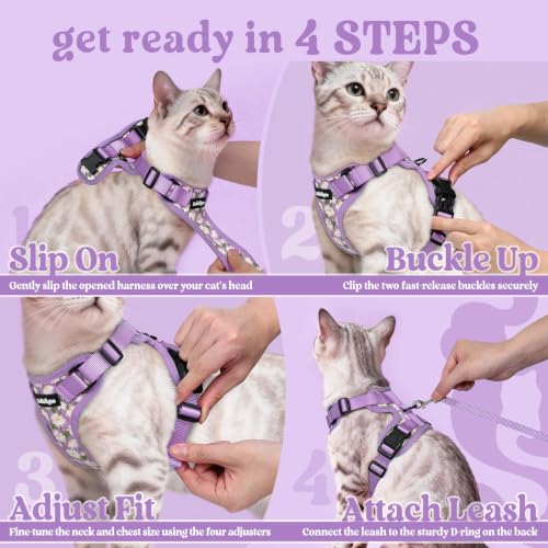 Cat Harness and Leash Set (Xs / Purr-ple Daisy)