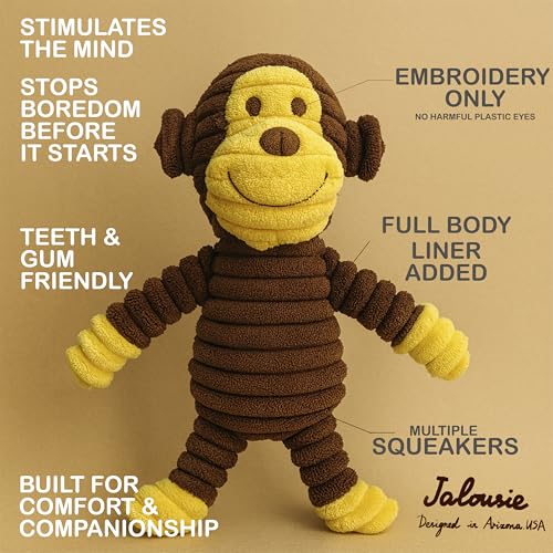 Plush Toys Assortment Value Bundle Puppy Pet Mutt Squeak Toy for Medium Large Dogs (Corduroy)