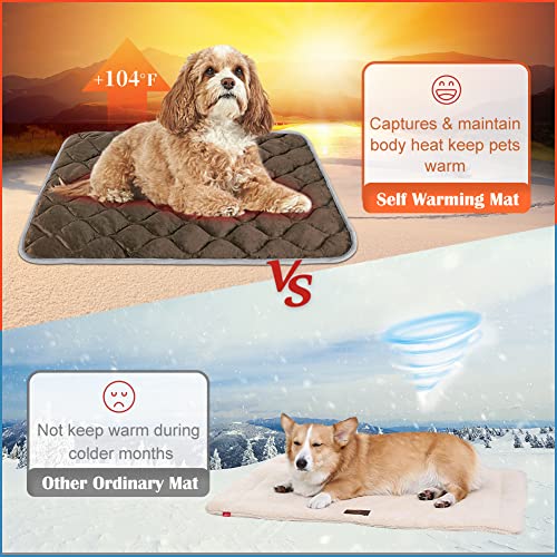 Self Warming Cat Bed and Dog Crate Pad (34.6"L x 22.8"W x 0.5"Th / Coffee)