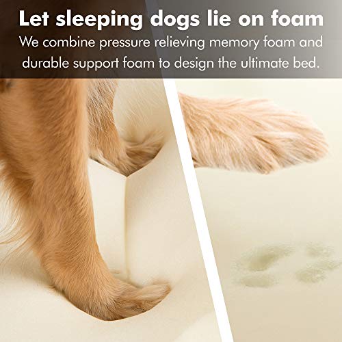 Small Dog Bed (Memory Foam Dog Bed / Chester Khaki Beige / Small (25" x 20" x 5.5"))