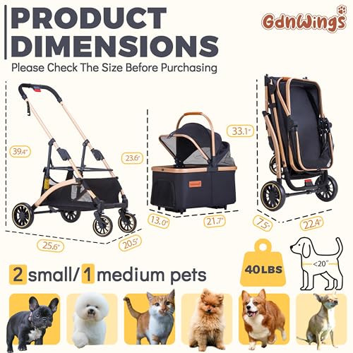 Pet Stroller for Small Dogs Cats (Black)