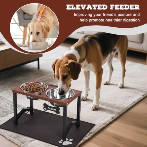 Elevated Dog Bowls (Brown-58oz x 2 / Height: 11.8")