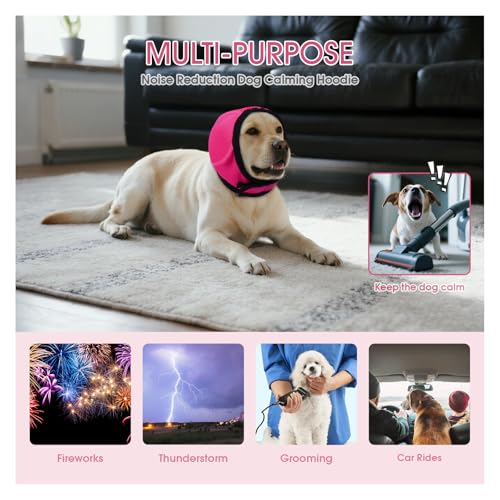 Dog Calming Hoodie (RoseRed / Medium(Head Circle:14"-19",Weight:39-66 lb))