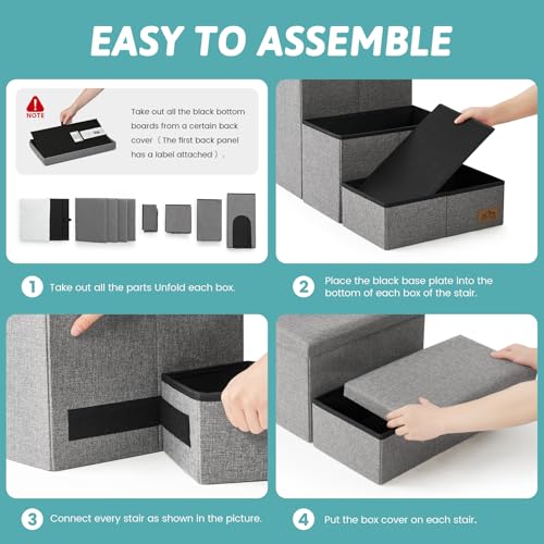 Dog Stairs with Storage (Grey / 43x17x22.6 inch)