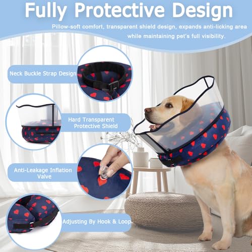 Inflatable Dog Cone Collar with Enhanced Anti (Medium / Love)