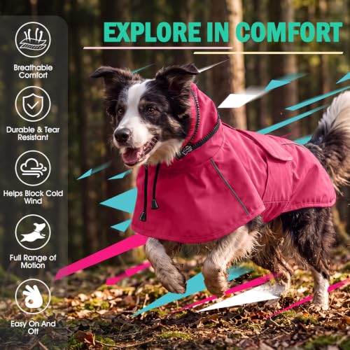 Dog Raincoat Waterproof Dog Rain Jacket with Hood (Pink / Medium)