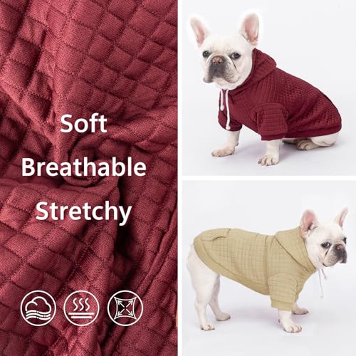 2 Pack Dog Hoodie Sweaters for Small Medium Dogs Warm Dog Clothes for Large Dogs Soft Waffle (Brown+Wine Red / M/L (Back: 17",Chest: 24.5", 35-44lbs))