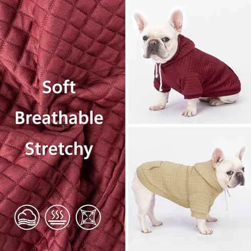 2 Pack Dog Hoodie Sweaters for Small Medium Dogs Warm Dog Clothes for Large Dogs Soft Waffle (Brown+Wine Red / XL (Back: 23.5",Chest: 32.5", 55-77lbs))