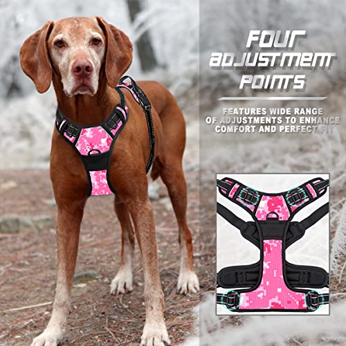 Dog Harness No Pull for Medium Sized Dog Front Back Clips (Medium(Chest:22.5-28") / Pink Camo)