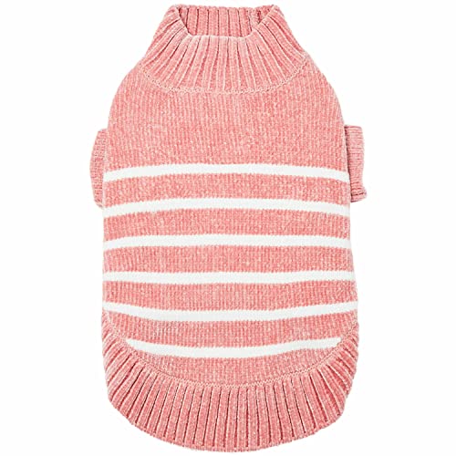 Cozy Soft Chenille Classy Striped Dog Sweater in Dusty Rose (10 inch / Dusty Rose)