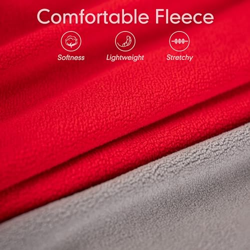 2 Pack Fleece Dog Sweater Pullover Lightweight Reflective Jacket (Medium / 3# Red & Grey)