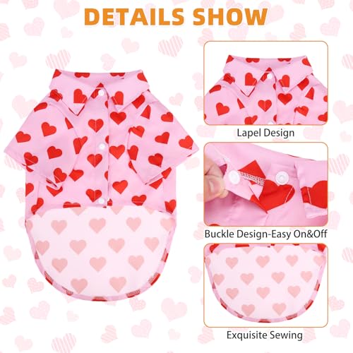 Valentine's Dog Shirt with Leash D (Small / Pink Heart)