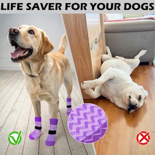 Anti Slip Dog Socks to Prevent Licking Paws for Hot Pavement (Purple / X-Small)