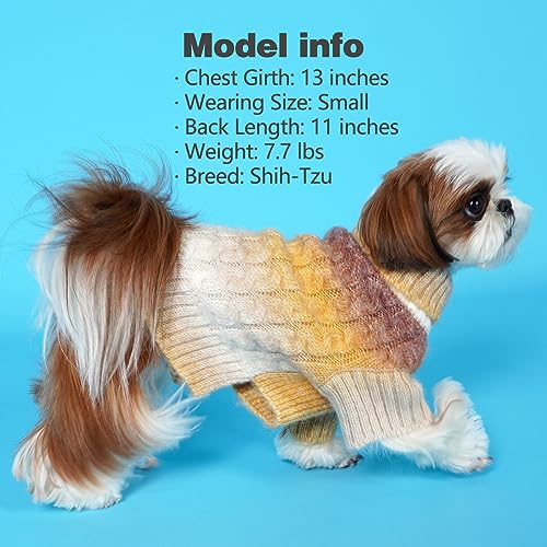Color Block Dog Sweater for Small Dogs Turtleneck Thermal Knit (X-Small (4-6lbs) / 06# Brown)